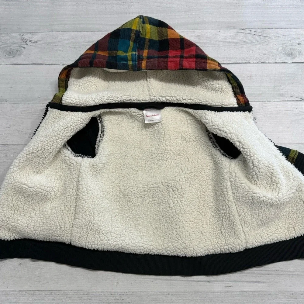 Hanna Andersson baby colorful plaid Sherpa lined zip up sweatshirt 70 6-12 month